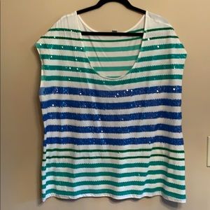 Old Navy Cap Sleeve Sequin striped Tee